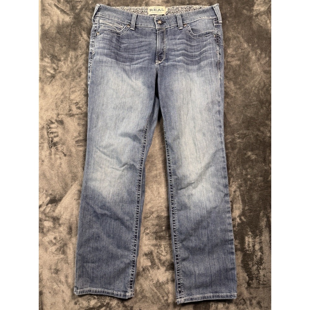 Ariat REAL Denim Women's 34R Bootcut Jeans Blue Western Cowgirl Embroidered